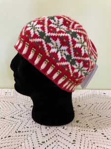 Merino Wool Starburst Red Knit Hat (1 of a Kind)